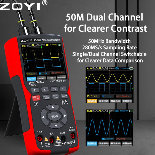 Multi-instrument dual-channel oscilloscope ZT-703S multi-function multimeter signal detail image 4