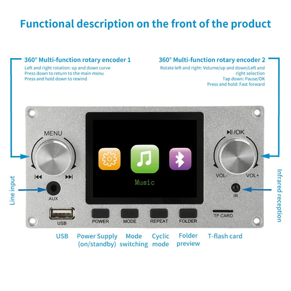 2.8-inch TFT Amplifier Bluetooth DC 4.5-5.0V 5W MP3 Decoder Board Car Audio USB TF FM Radio detail image 2