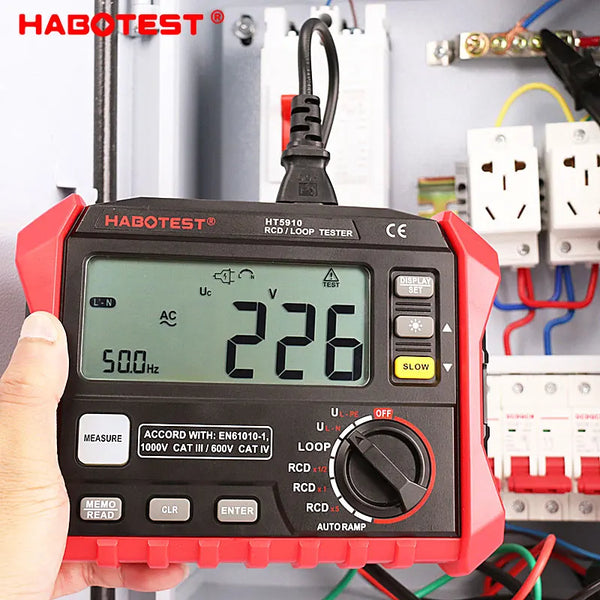 HABOTEST HT5910 Leakage Switch Tester LCD Digital Resistance Meter RCD/Loop Tester 1000 Data detail image 2