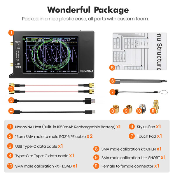 Updated NanoVNA-H4 4inch Vector Network Analyzer 10k-1.5GHz HF VHF UHF Antenna Analyzer detail image 6