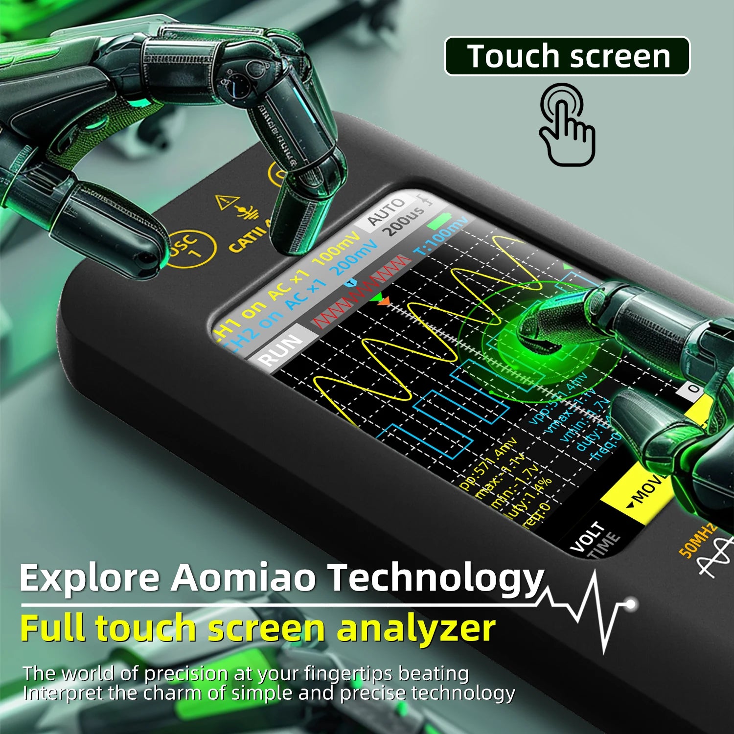 BSIDE New Touch Screen Digital Oscilloscope+Signal Generator Dual Channel 50MHz Automatic detail image 2