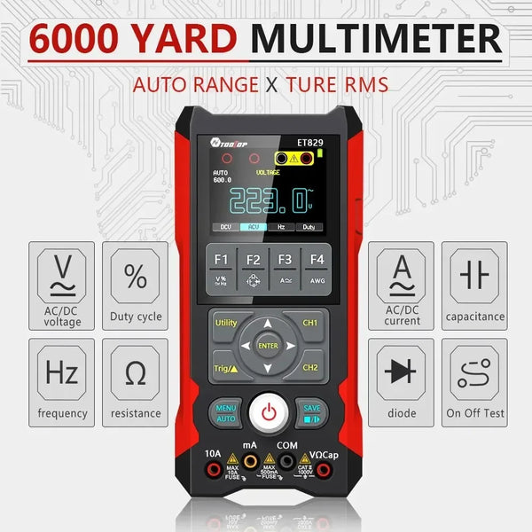 TOOLTOP ET829 2 Channel 250MSa/s 80MHz Digital Storage Osclloscope Multimeter Signal detail image 2