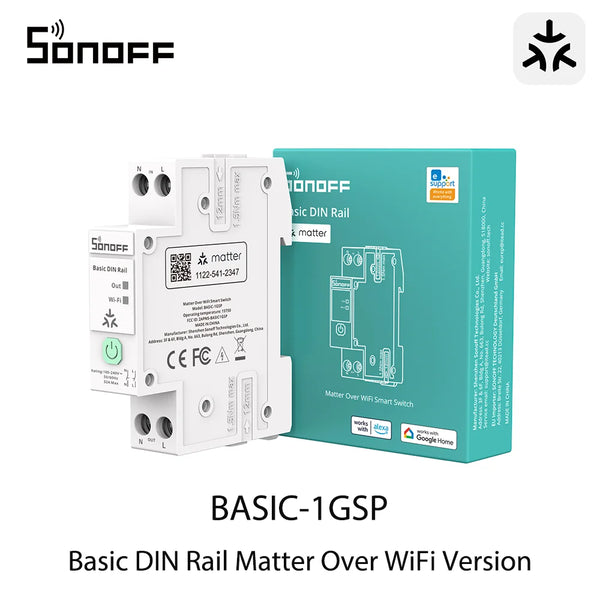 SONOFF BASIC-1GSP Basic DIN Rail Matter Over WiFi Version Load 32A Energy Electricity Bill Tracking Matter Compatible Apple Home