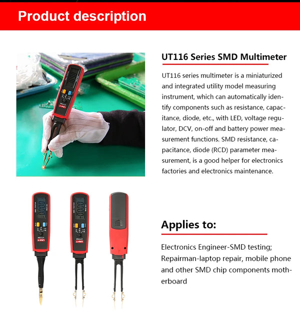 UNI-T UT116A UT116C SMD Multimeter Tester 36V Voltage Meter Resistance Capacitance Zener detail image 7