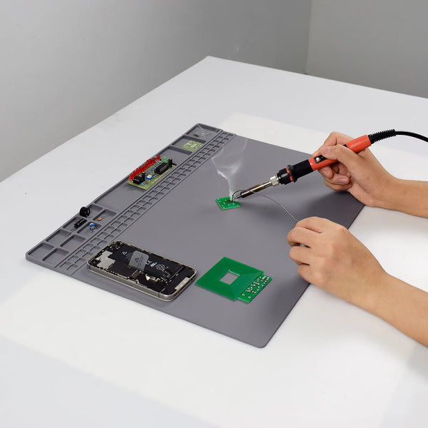 Toolour Heat Resistant Silicone Soldering Mat Magnetic Electronic Repair Work Mat for BGA and Gun Soldering Iron, Workbench