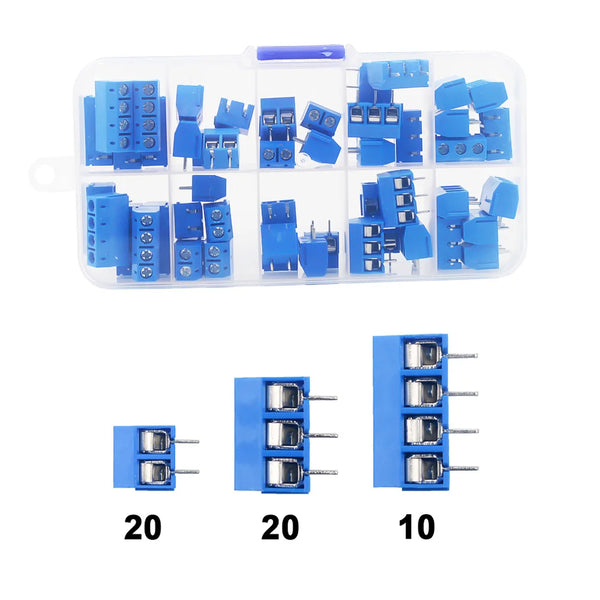 50Pcs/BOX Green Blue Pitch 5.0mm Straight Pin 2P 3P Screw PCB Terminal Block Connector 10A detail image 2