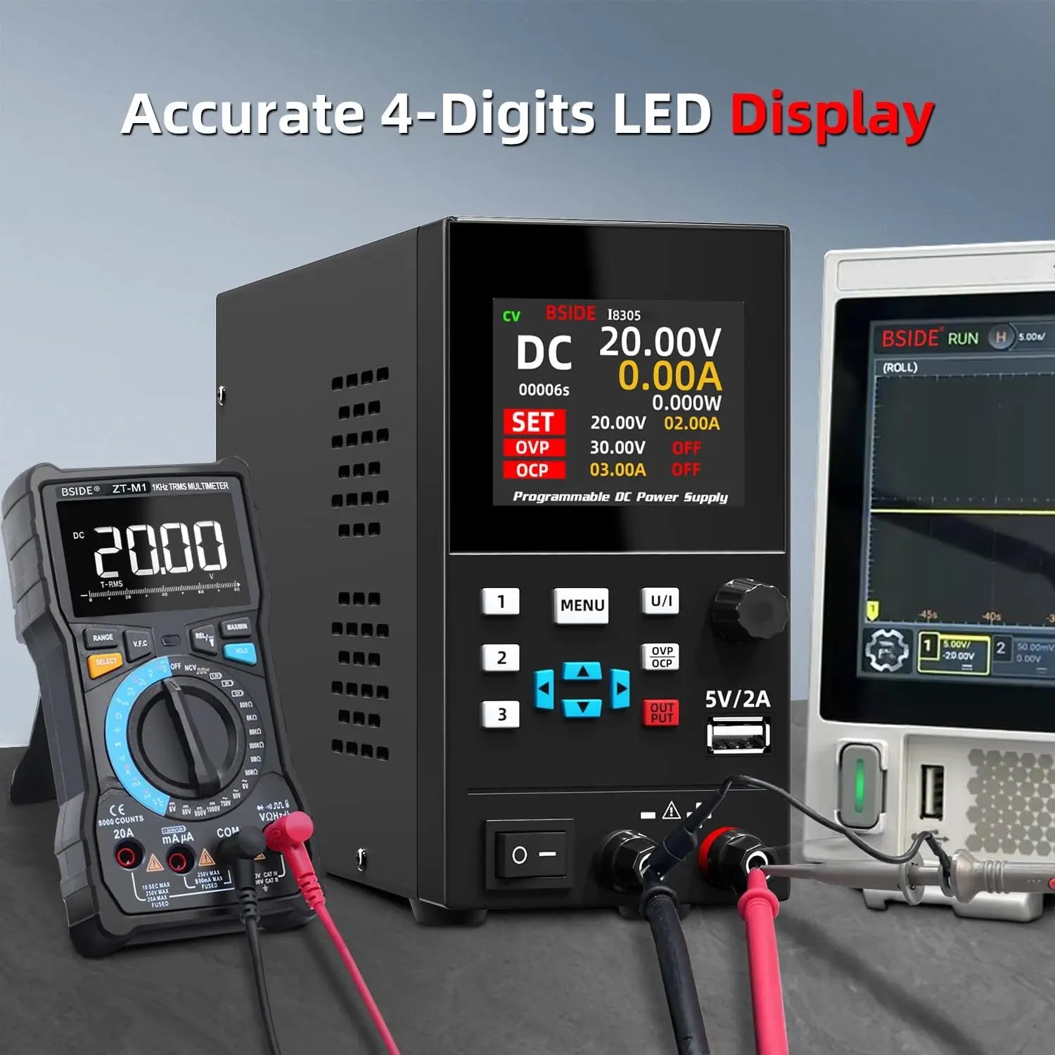 BSIDE I8 DC Laboratory Regulated Power Supply Programmable 30V 10A Adjustable Bench Switch detail image 3