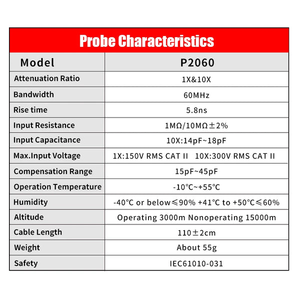 Oscilloscope Probe Kit 60MHz 1X 10X Mayitr High Precision Oscilloscope Multimeter Tester detail image 2