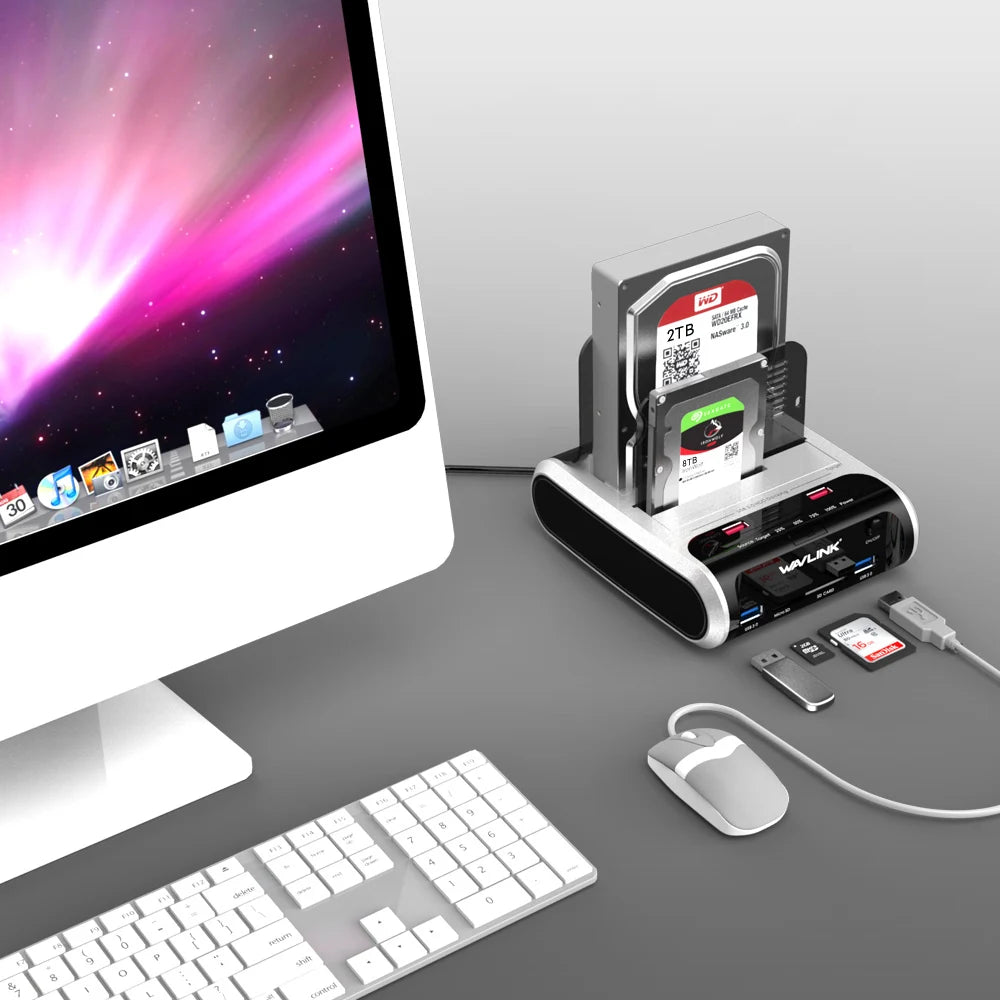 Wavlink USB 3.0 External Hard Drive Case 2.5 3.5 SSD HDD Fast Offline Clone SATA Dual Bay detail image 4