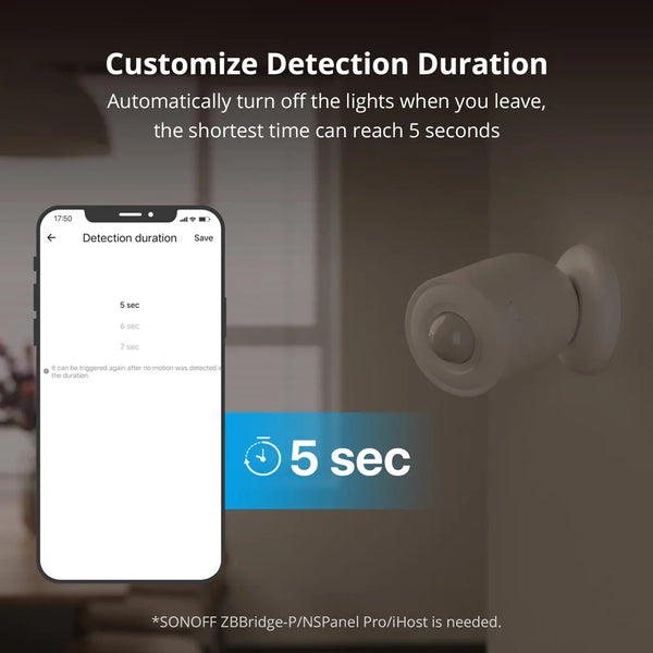 1-5PCS SONOFF SNZB-03P Zigbee Motion Sensor Trigger Smart Lighting & Home Security Works with Alexa Google Home via Zigbee Hub