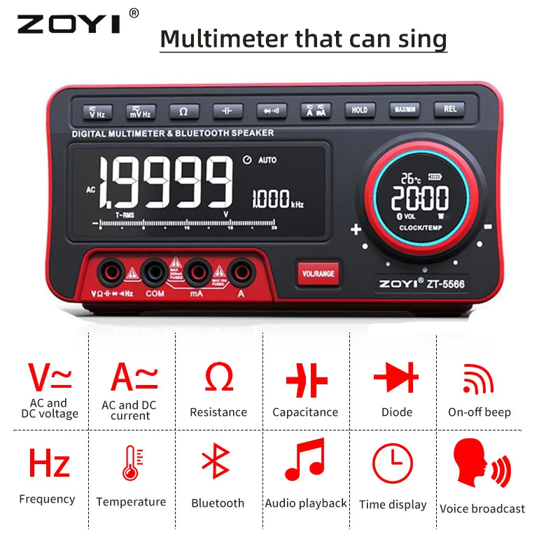 ZOYI ZT-5566 Profesional Digital Bench Multimeter 19999 Counts Transistor Tester Auto Range Voltmeter Mul product image