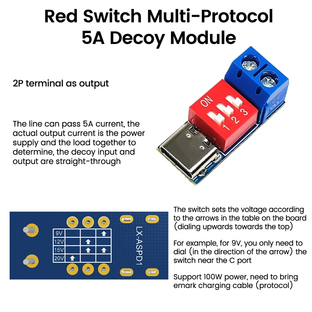 Trigger Board Module PD/QC  Decoy Board Fast Charging Test Board USB Type-c High Speed Charger Power Delivery Boost Module