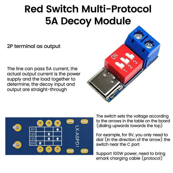 Trigger Board Module PD/QC  Decoy Board Fast Charging Test Board USB Type-c High Speed Charger Power Delivery Boost Module