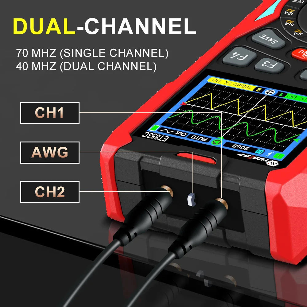 TOOLTOP ET853C 70Mhz 2CH Portable Digital Oscilloscope 20000 Counts Digital Multimeter detail image 3
