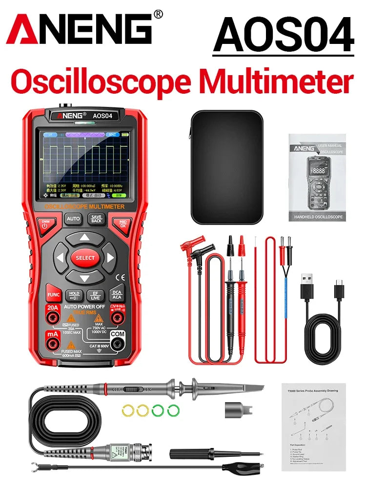 ANENG AOS04 Handheld Oscilloscope Multimeter Digital 50MS/s Sampling Rate Bandwidth Waveform detail image 7