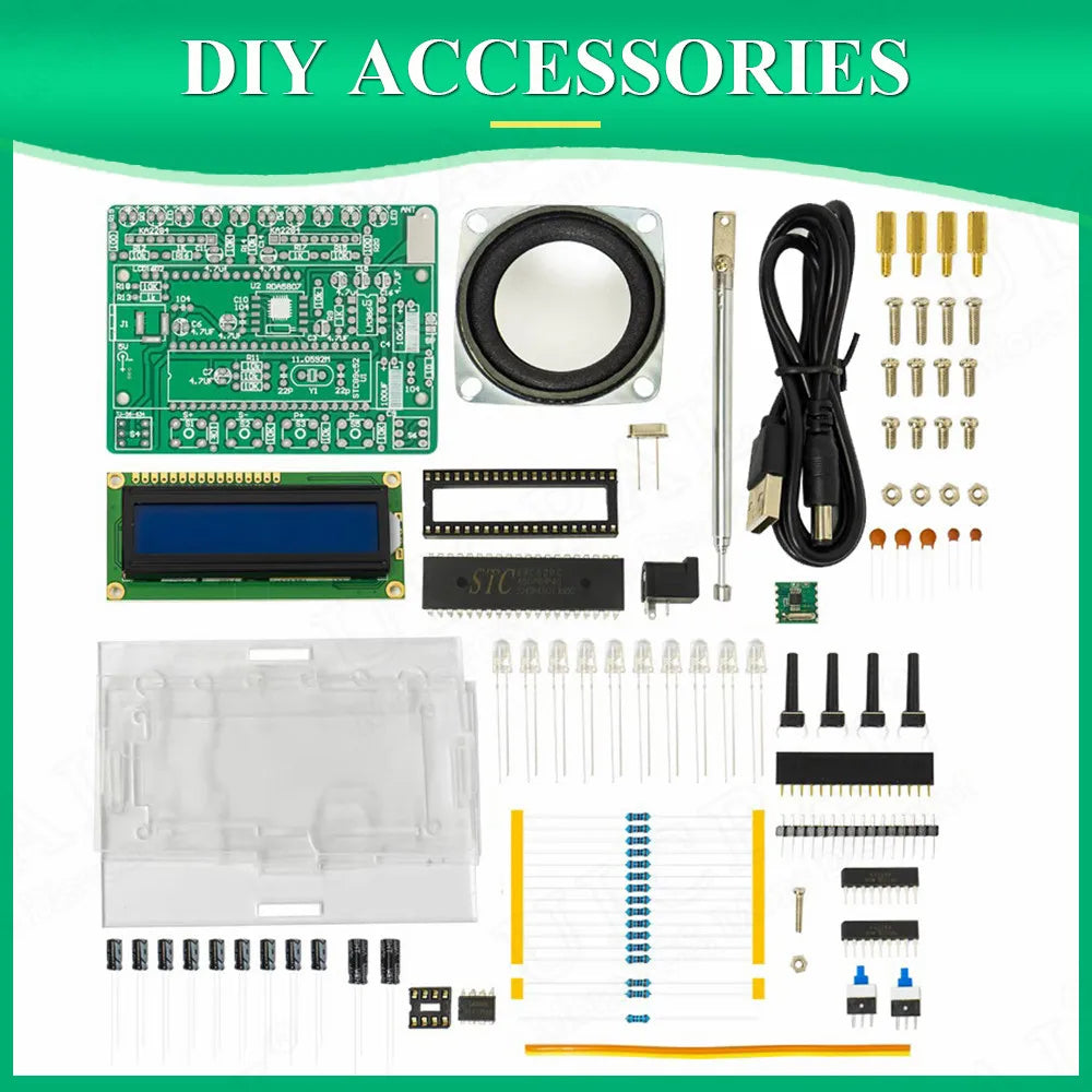 DIY FM Radio Electronic Kit Adjustable Frequency 87-108MHZ LCD1602 Display PCB Soldering detail image 6