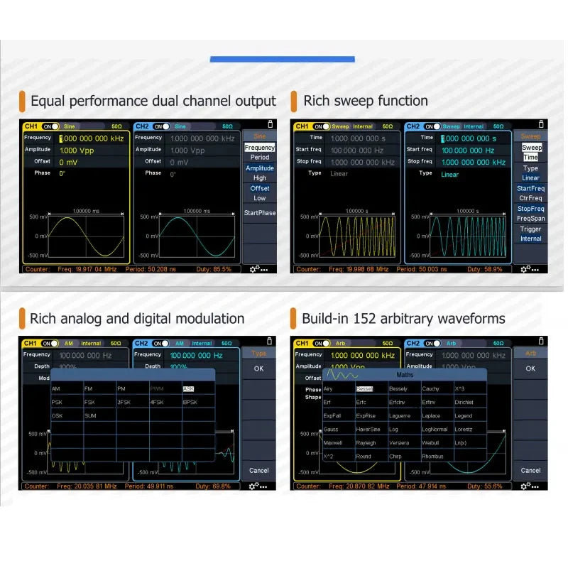 OWON XDG2030 Arbitrary Waveform Generator 30mhz Frequency Output 14 Bit Vertical Resolution detail image 9