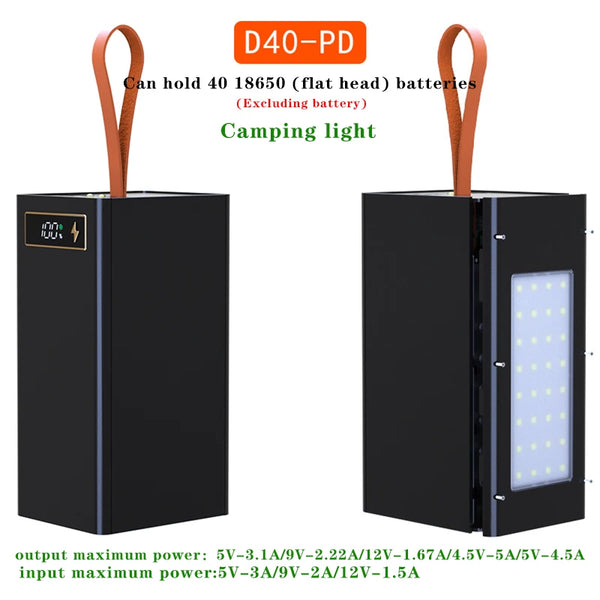 40*18650 DIY Power Bank Case Batteries Power Box Regular/PD Camping light Version Power Bank detail image 9