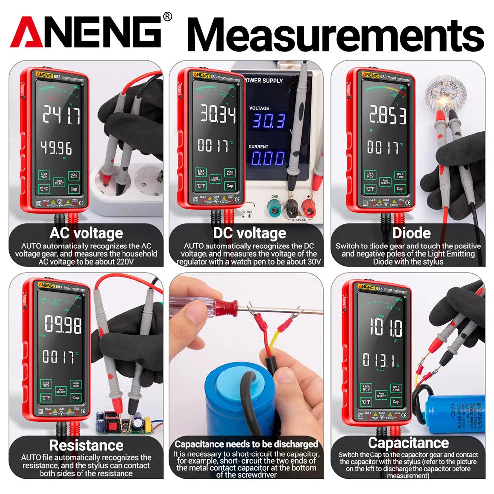 ANENG 683 Smart Multimeter Rechargeable High-end Touch 6000 Counts Multimetro Test Multitester AC/DC Voltage Tester Current Tool
