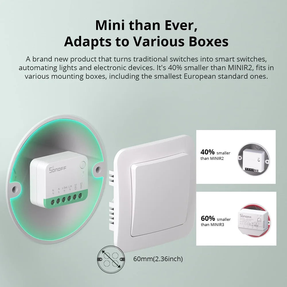 Sonoff Mini R4 Matter WiFi Smart Home Light Switch Sonoff Mini R4 Extreme Matter Relay Work detail image 5