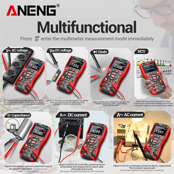 ANENG AOS04 Handheld Oscilloscope Multimeter Digital 50MS/s Sampling Rate Bandwidth Waveform detail image 4