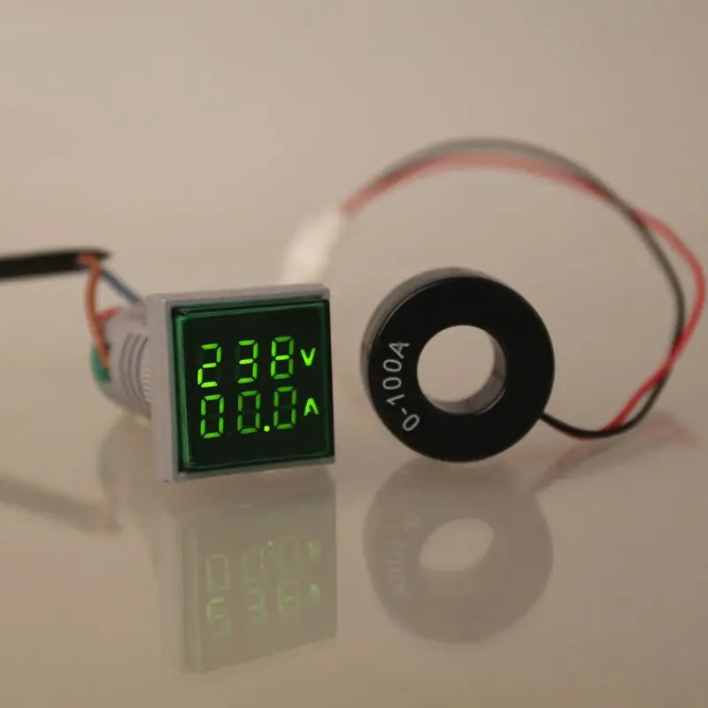 Square Dual Display Voltmeter & Ammeter LED Digital Voltage Gauge AC 60-500V 0-100A Current detail image 3