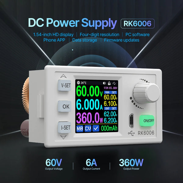 RK6006 DC Regulated Power Supply 6A 60V DC to DC Step Down Voltage Bench Firmware Upgrade detail image 2