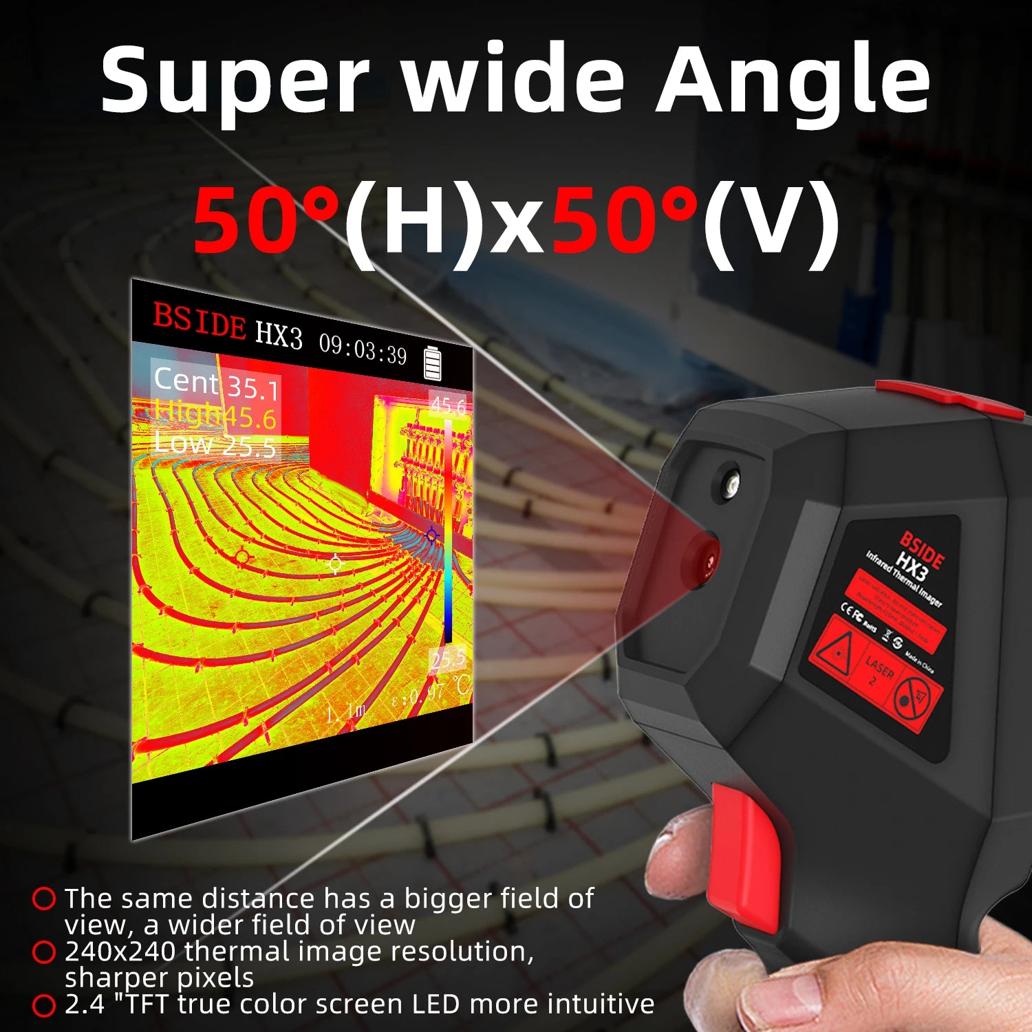 BSIDE HX3 Thermal Imaging Thermometer High PrecisionPipe Leak Detection 240x240 Thermal detail image 6
