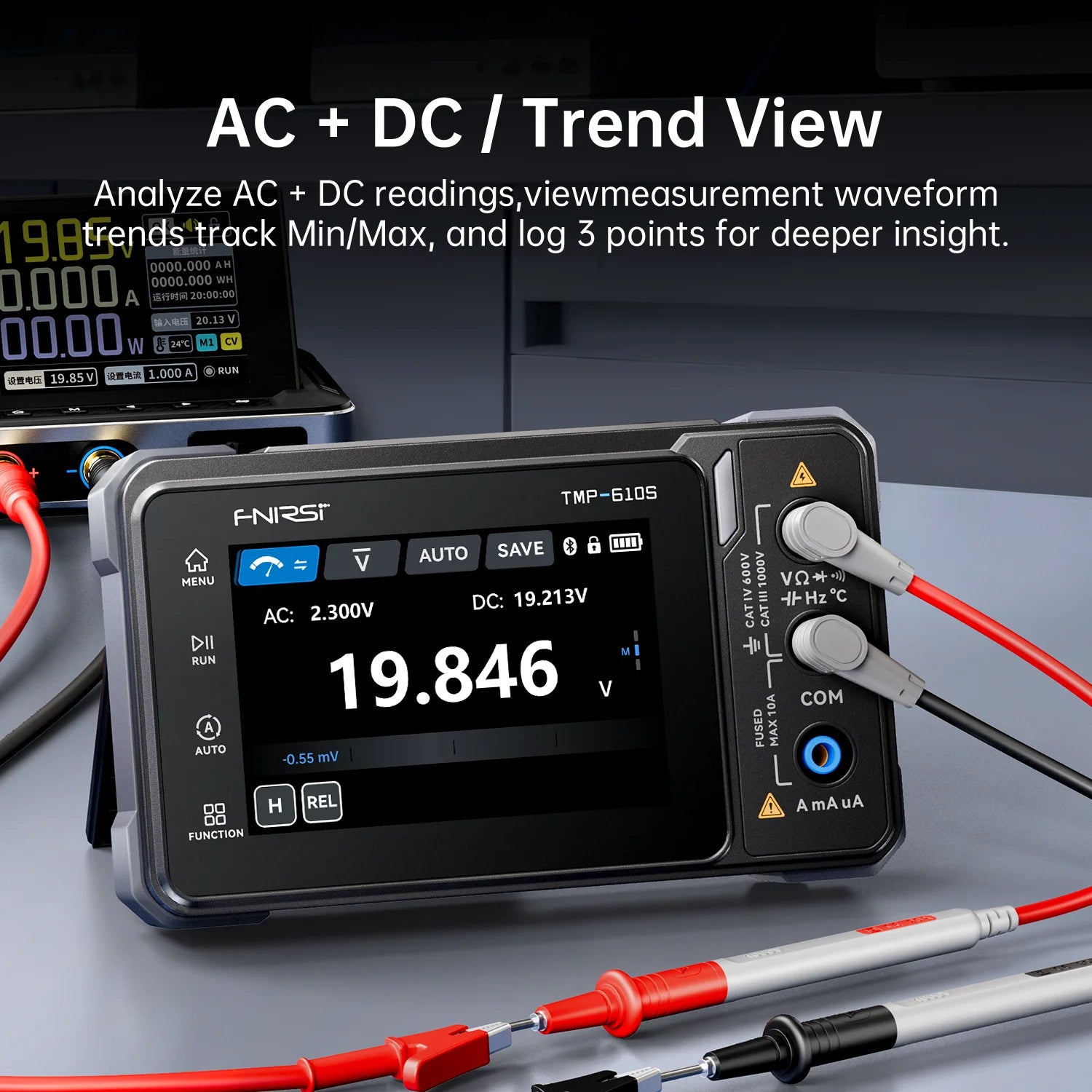 FNIRSI TMP-600 TMP-610S Digital Multimeter True RMS 60000 Counts Oscilloscope Signal Generator Handheld Tester