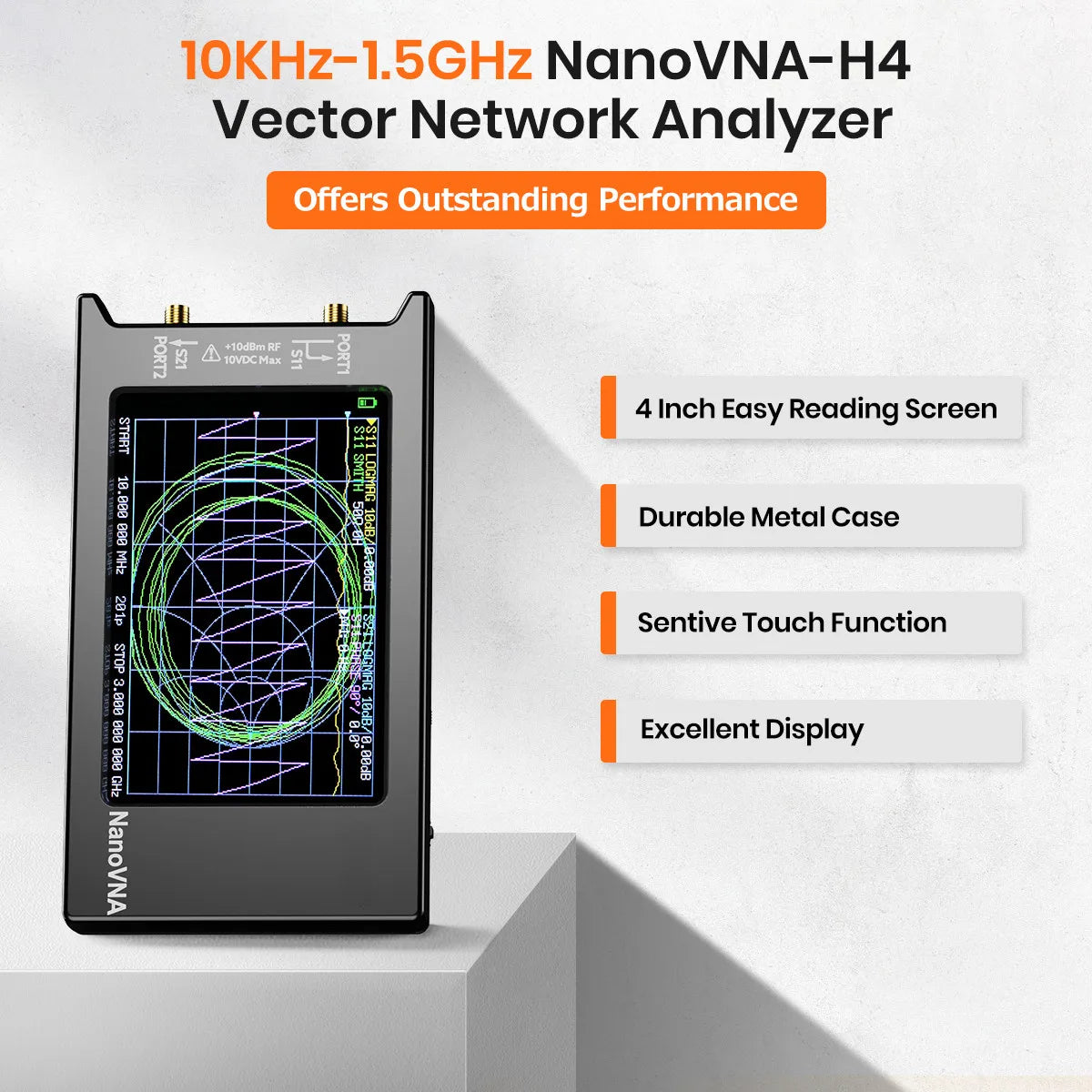 Updated NanoVNA-H4 4inch Vector Network Analyzer 10k-1.5GHz HF VHF UHF Antenna Analyzer detail image 4