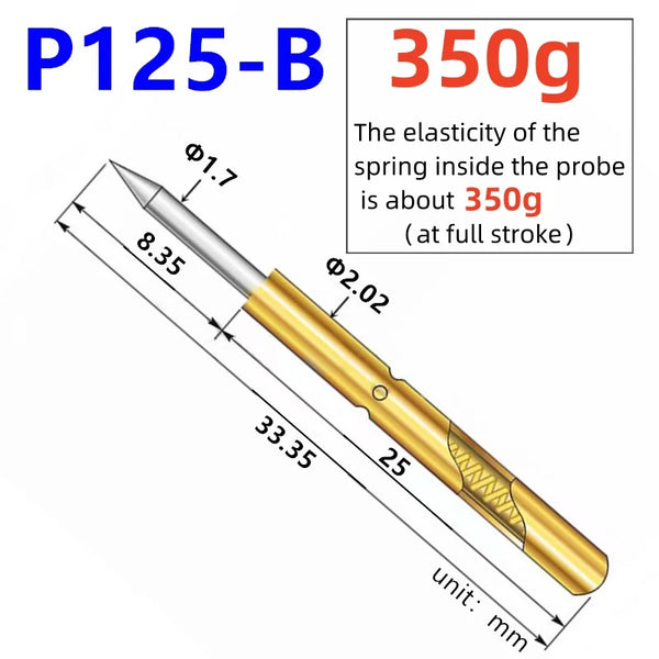 20/100PCS Spring Test Pin P156-B P125-B P100-B P160-B PL75-B PM75-B P75-B PL50-B P50-B P100-B1 P75-B1 P50-B1 Test Probe Pogo Pin