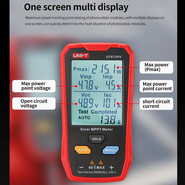 UNI-T UT673PV Solar Panel MPPT Tester 5~800W PV Module Maximum Power Meter Open Circuit detail image 2