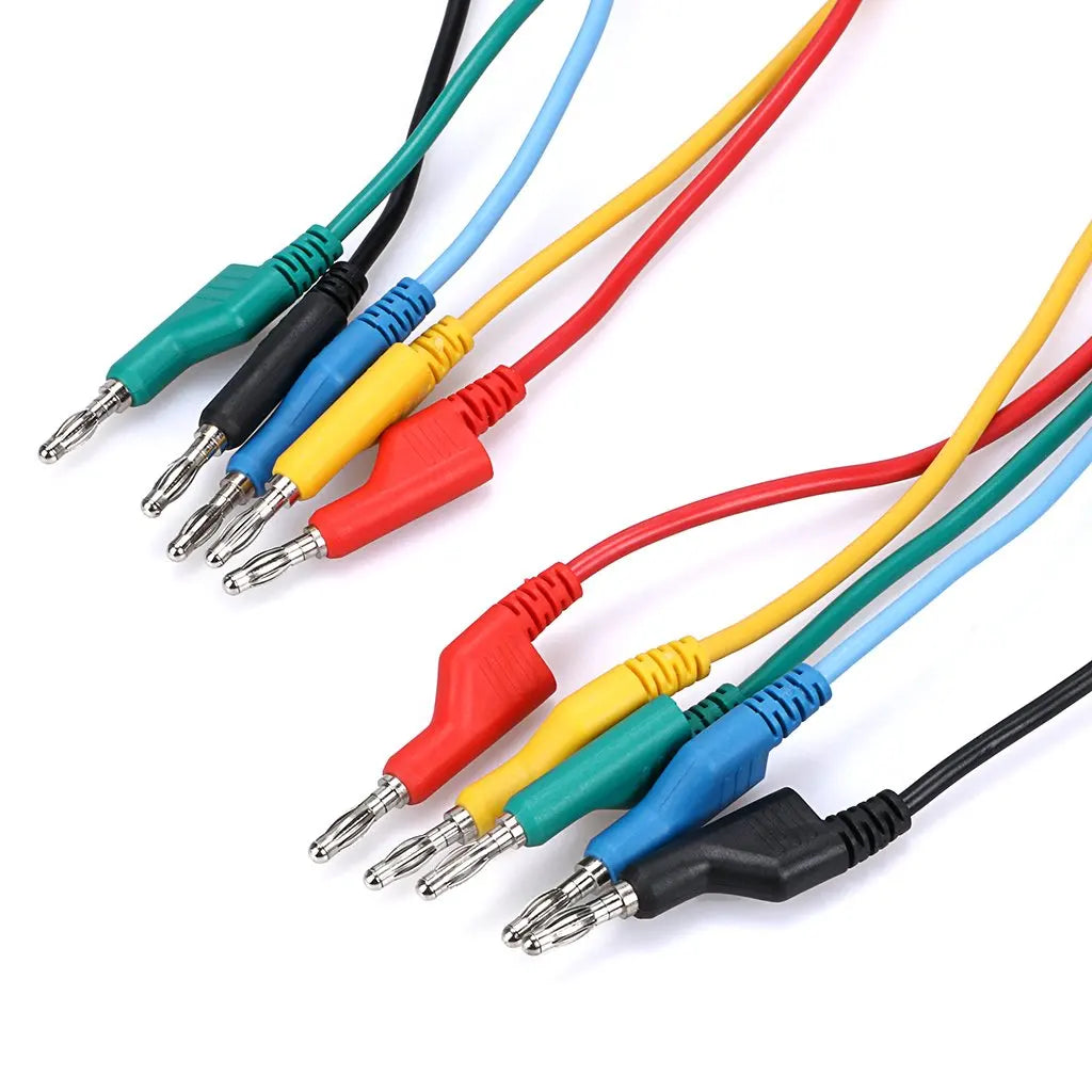5pcs Banana to Banana Plug Test Lead Set 4mm Stackable Banana Plug Wire Test Cable Lead for Multimeter, Electrical Test Wire
