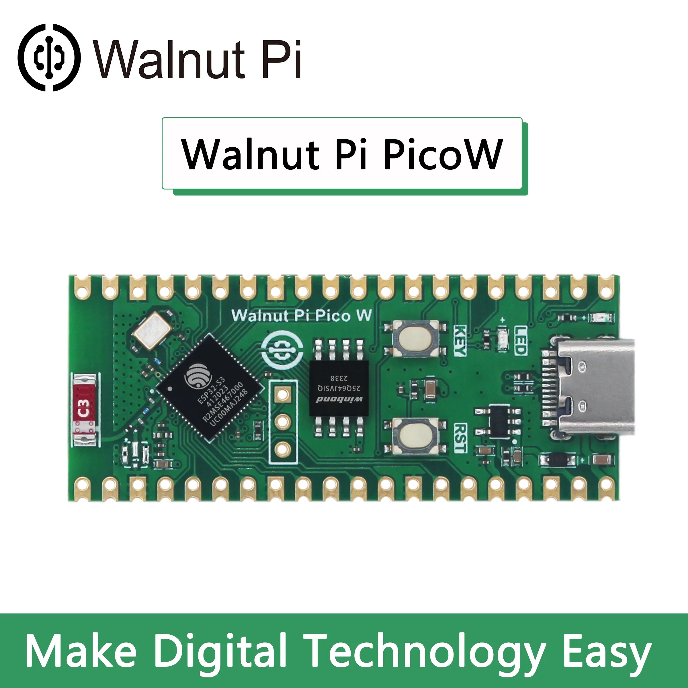 Walnut Pi PicoW ESP32-S3 S3R2 Development Board 2.4G WiFi 802.11 B/G/N+Bluetooth 5 for Raspberry Pi PicoW product image
