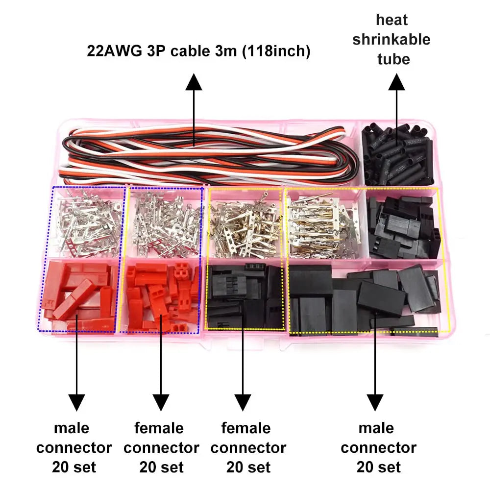 40 Sets Servo Plug Male Female Connector Crimp Pin Cable Kit Compatible JST SYP Futaba for detail image 3