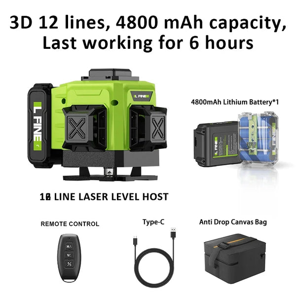 LFINE 3D/4D Laser Level 12/16 Lines Horizontal And Vertical With Remote Control 8 Lines 360 detail image 7