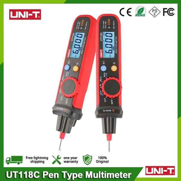 UNI-T UT118C Digital Multimeter Pen Type 6000 Counts with Non Contact AC/DC Voltage Resistance Diode Cont product image