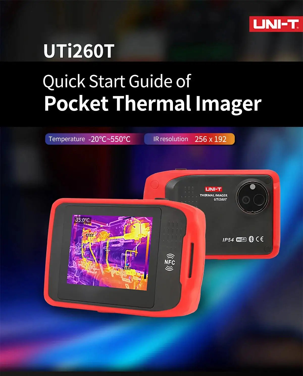 UNI-T UTI260T Pocket Thermal Imager 256x192 NCV Bluetooth Thermographic Camera Infrared Thermal Camera Fo product image