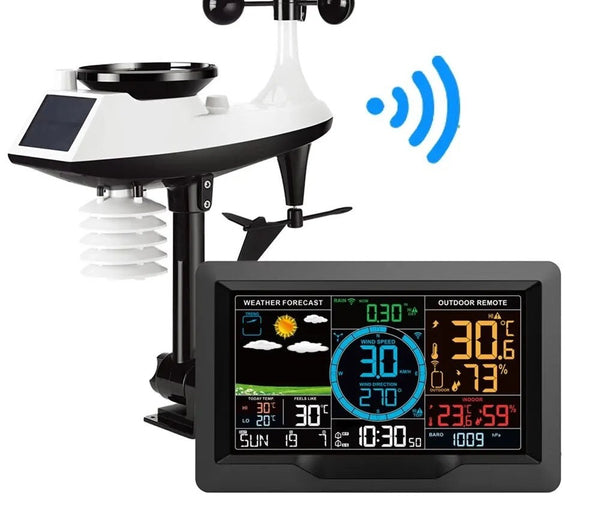 FJ3390A Functional Professional Weather Station Temperature Humidity Wind Speed and Rainfall Detection Weather Forecast Clock clean gallery image