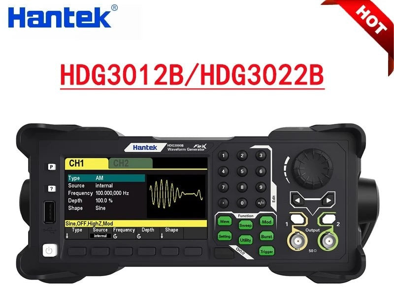 Hantek HDG3102B 5 in 1 Arbitrary Waveform Generator Function Generator + Pluse Generator + Harmonic Generator + Frequency Meter clean gallery image